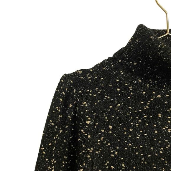 Ann Taylor Sparkle Puff Sleeve Turtleneck Sweater Black Gold Small NWT - Picture 4 of 6